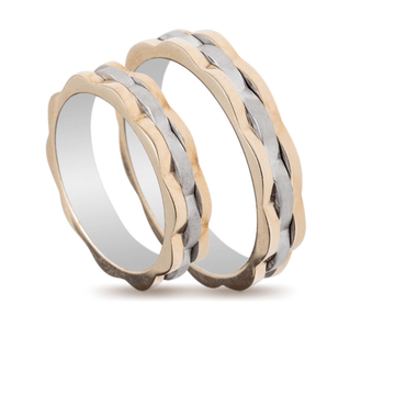 Βέρες Σετ Λευκόχρυσες Χρυσές με Σχέδια MASCHIO FEMMINA TMF-64 - themelidisjewels